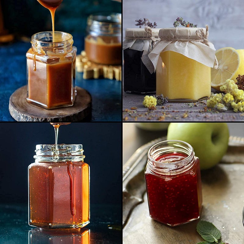 BLISSBORN Hexagon Glass Jar and Container with Golden lid 250 ml with Rust Proof Air Tight LidSuitable to use in Your Home Office Kitchen StorageGlass Jars Set pack of 6 - Image 5