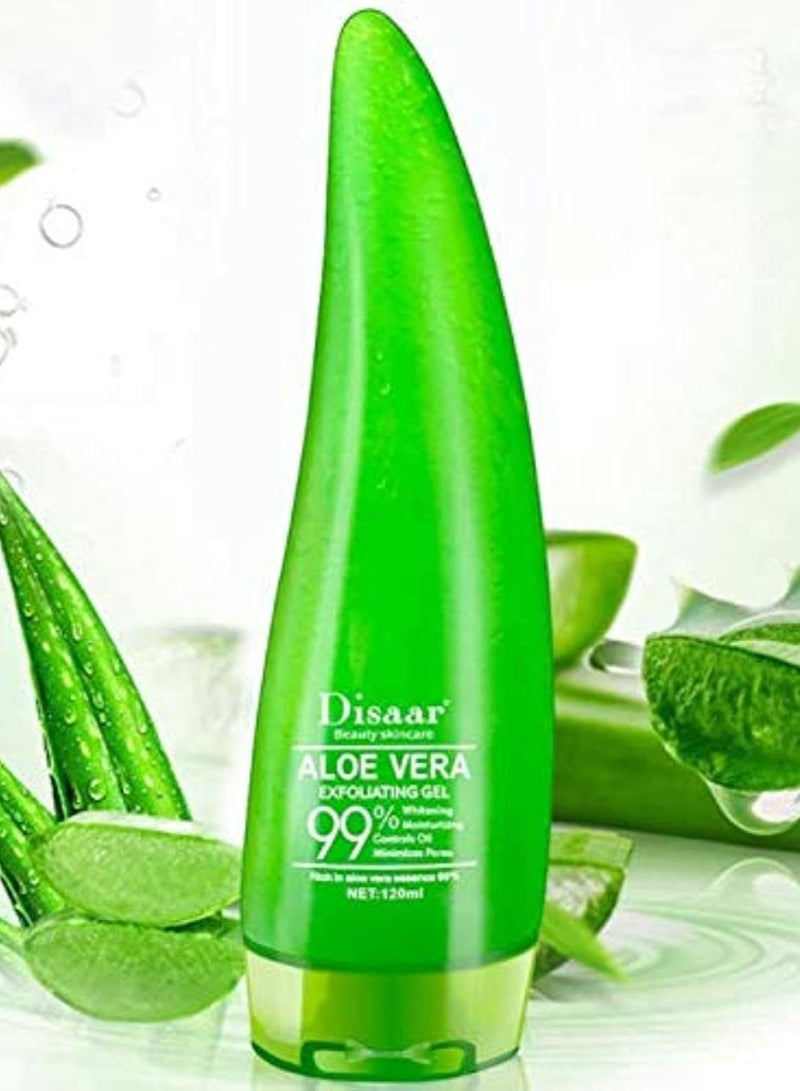 Disaar جل تقشير الألوة فيرا 120 مل - جل تقشير الوجه بخلاصة الألوة فيرا - التحكم في الزيت - علاج حب الشباب - إصلاح بعد الشمس - مهدئ - مكثف - جل مهدئ - كريم جل مضاد لحب الشباب - جل تقشير الألوة فيرا - Image 1