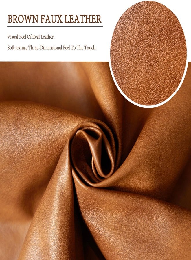 EUCIOR Faux Leather Throw Pillow Covers 22X22 Set of 2,Luxury Cognac Brown Modern Pillowcases Solid Decorative Square Cushion Cases for Room Couch Living Bedroom Bed Sofa - Image 4