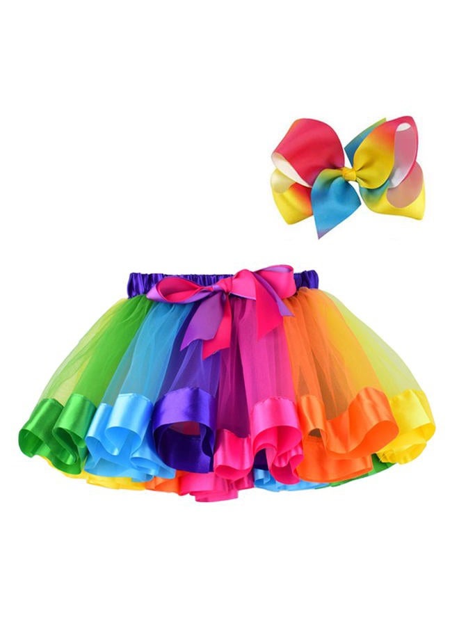 BGFKS Layered Ballet Tulle Rainbow Tutu Skirt for Little Girls Dress Up with Colorful Hair Bows(Rainbow,2-4T) - Image 1