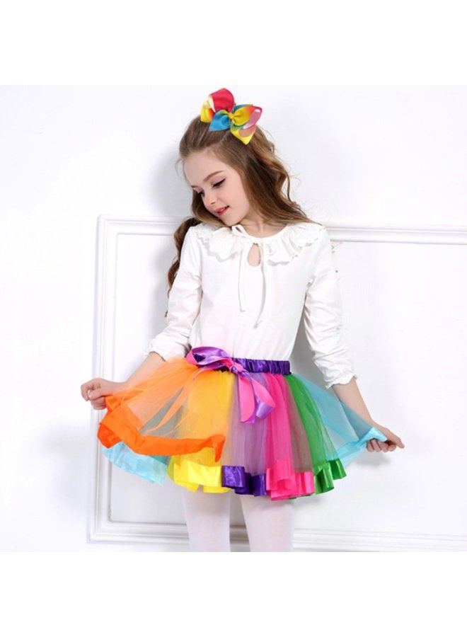 BGFKS Layered Ballet Tulle Rainbow Tutu Skirt for Little Girls Dress Up with Colorful Hair Bows(Rainbow,2-4T) - Image 4