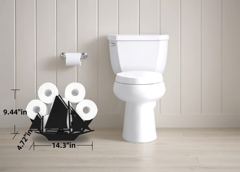 Teaeeno TeaeNoo Sailbat Ealder Toilder Paper Storage Storage Storage Storage Paper Mostulers للحمام القائم بذاته للحيوانات المعدنية حامل ورق المرحاض ديكور المنزل منظم المرحاض الأسود الأسود عقد 8 لفائف - Image 3
