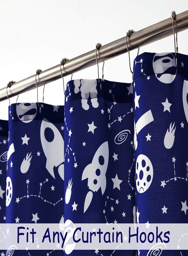 Central Park Navy Blue Shower Curtains for Kids Bathroom Water Resistant Space Planet Theme Cartoon Decorative Pattern Spa Hotel Bath Decor with 12 Metal Grommets, (Navy Blue, 70"x72") - Image 2