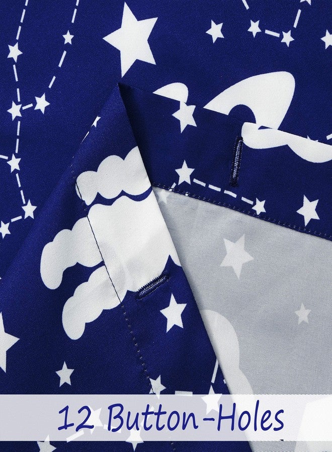 Central Park Navy Blue Shower Curtains for Kids Bathroom Water Resistant Space Planet Theme Cartoon Decorative Pattern Spa Hotel Bath Decor with 12 Metal Grommets, (Navy Blue, 70"x72") - Image 4