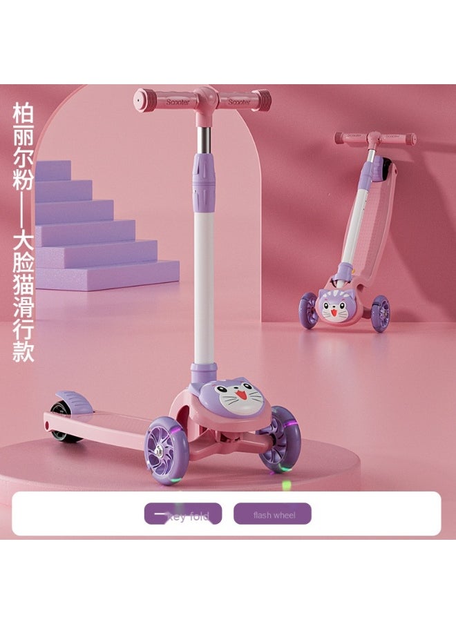 Shuer - Children's Scooter Can Sit And Ride Led Light Flashing Wheel Adjustable Height Foldable Scooter Outdoor Activities For Boys Girls - Image 1