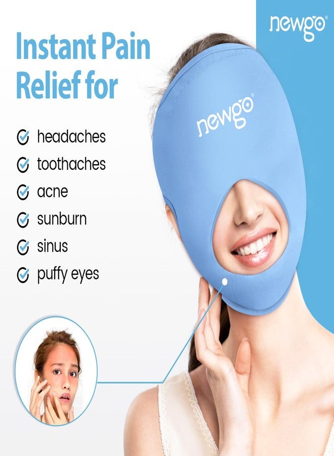 NEWGO Ice Pack Face Ice Mask for Puffy Eyes, Cooling Face Mask Reusable with Thick Gel Pad in Forehead & Eye Zones for Migraines, Post-Surgery, Redness, Allergy Swelling Pain Relief - Image 2