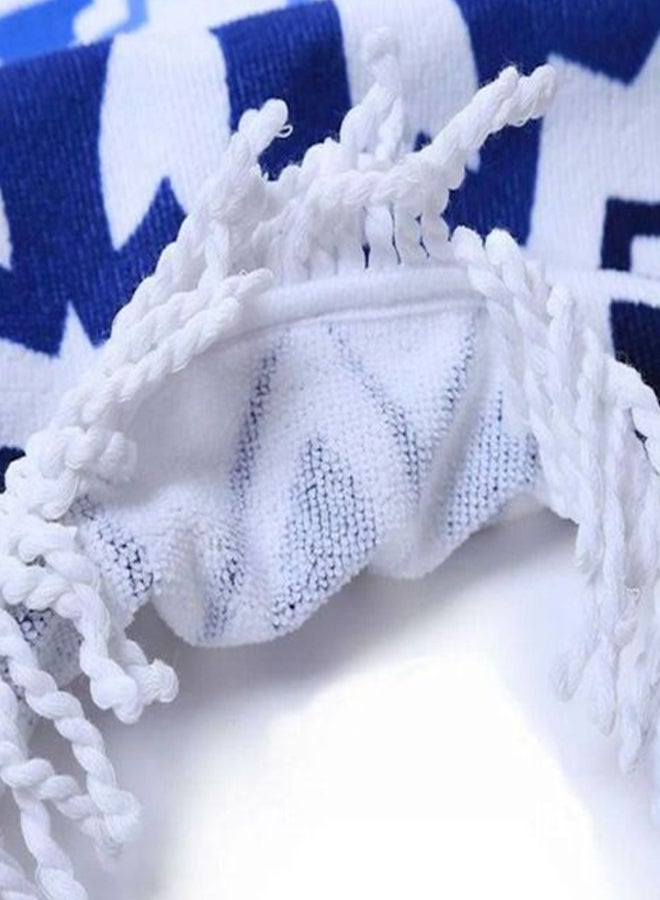 NIBEMINENT Printed Pattern Beach Towel White/Blue 150x150centimeter - Image 5