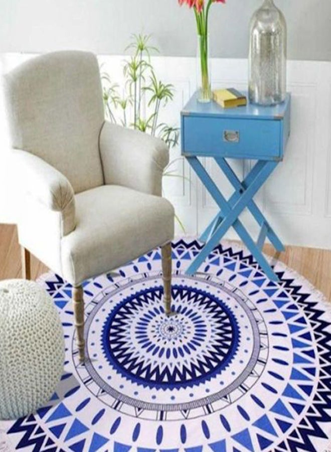 NIBEMINENT Printed Pattern Beach Towel White/Blue 150x150centimeter - Image 4