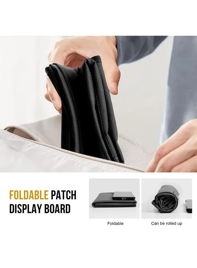 LAMAY Tactical Patch Display, 43"x28" Funny Foldable Patches Panel Holder Board for Military Army Combat Morale Uniform, Hook Loop Emblems -Black - Image 3