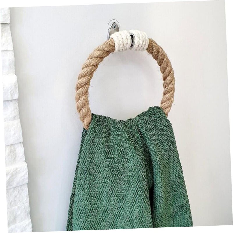 Iron And Rope Bathroom Towel Holder Bohemian Style Wall Mount For Kitchen Decor - Image 5