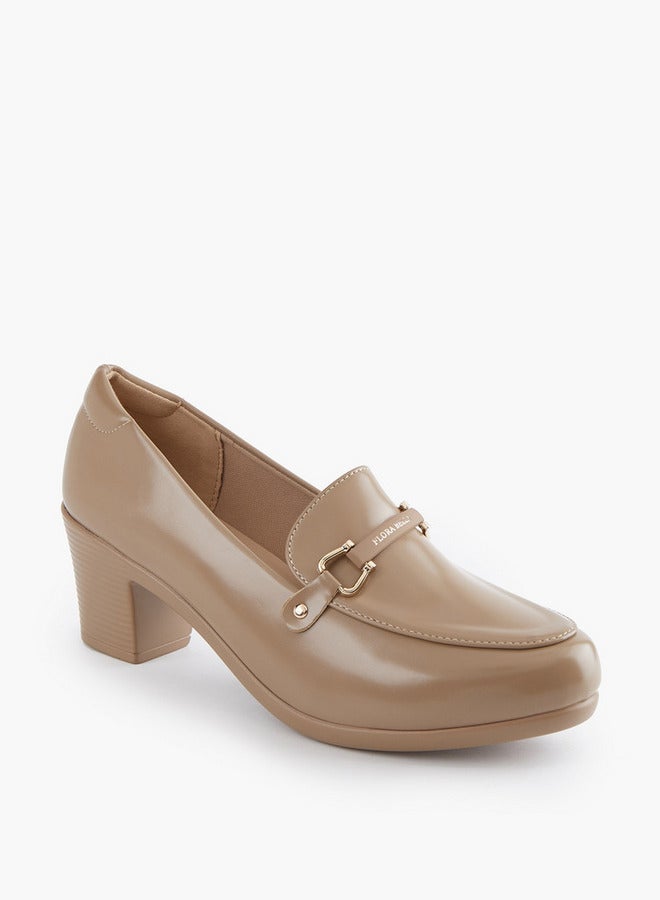 Flora Bella By Shoexpress Snaffle Detail Slip-On Shoes with Block Heels - Image 2