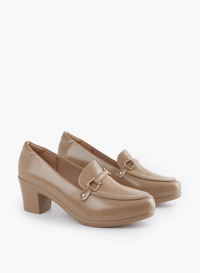 Flora Bella By Shoexpress Snaffle Detail Slip-On Shoes with Block Heels - Image 3