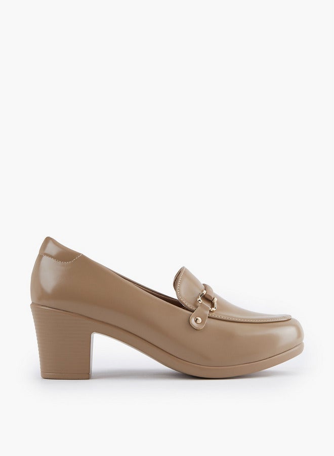 Flora Bella By Shoexpress Snaffle Detail Slip-On Shoes with Block Heels - Image 1