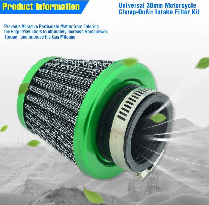 MCHMFG Motorcycle Air Filter 38mm for SSR 110cc 125cc Coolster CRF Dirt Pit Bike GY6 50cc Scooter Moped QMB139 Engine Parts (Green) - Image 4