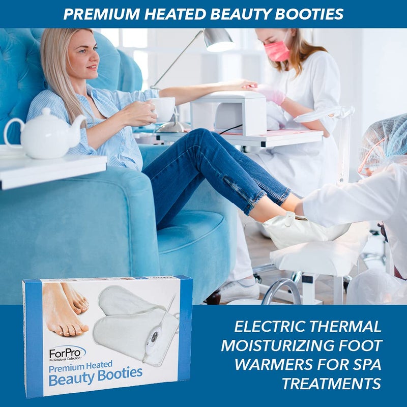 ForPro Professional Collection Premium Heated Booties, Electric Thermal Moisturizing Foot Warmers for Spa Treatments, Dual Temperature Settings, 1-Pair - Image 4