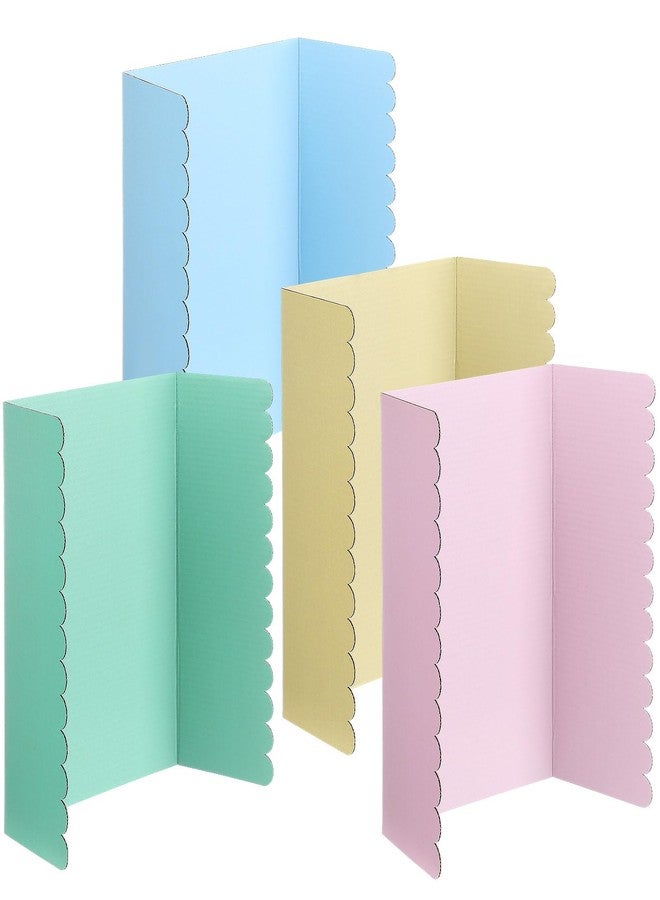 Mooliwe 4 Pack 24 X 16 Trifold Poster Board Tri Fold Poster Boards Foldable Corrugated Presentation Display Scalloped Borders for Science Fair Events, School Projects, Exhibitions (Macaron) - Image 1