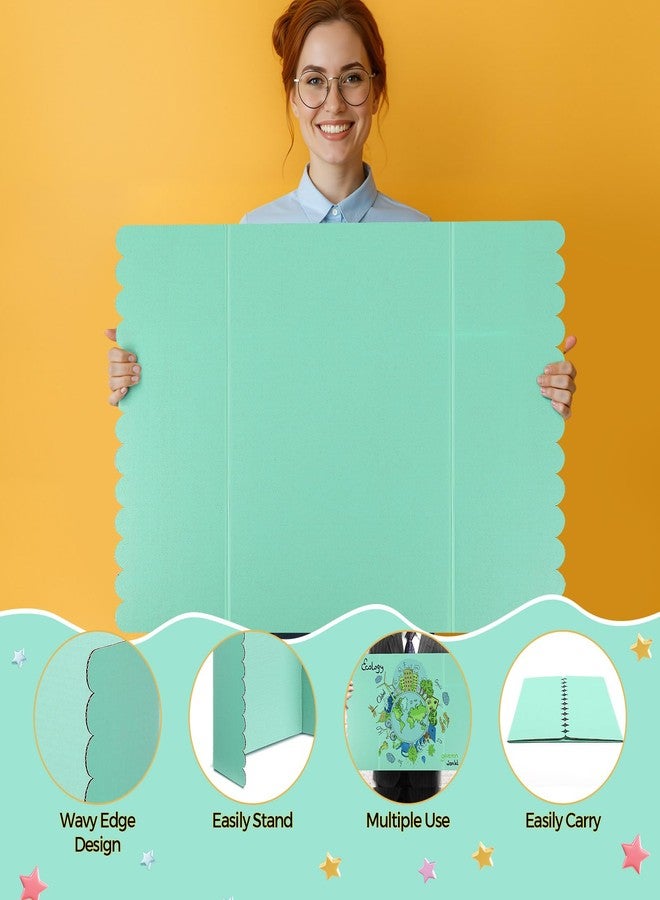 Mooliwe 4 Pack 24 X 16 Trifold Poster Board Tri Fold Poster Boards Foldable Corrugated Presentation Display Scalloped Borders for Science Fair Events, School Projects, Exhibitions (Macaron) - Image 3