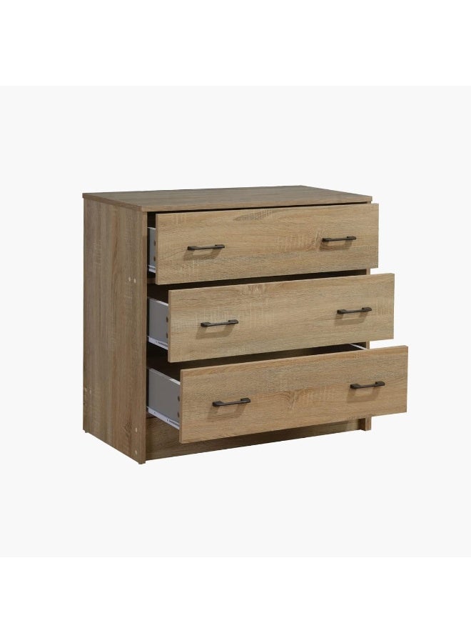 Home Box Oasis 3-Drawer Dresser Without Mirror 40 X 73.7 X 80 Cm Brown - Image 4