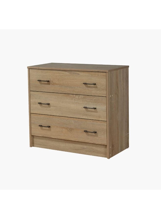 Home Box Oasis 3-Drawer Dresser Without Mirror 40 X 73.7 X 80 Cm Brown - Image 3