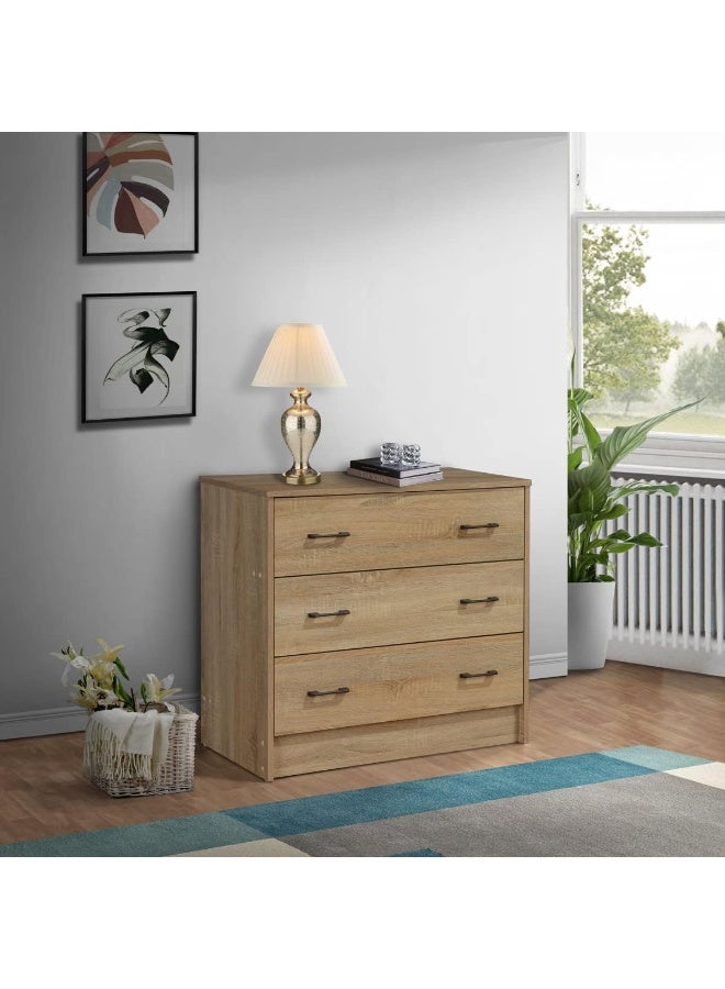 Home Box Oasis 3-Drawer Dresser Without Mirror 40 X 73.7 X 80 Cm Brown - Image 1
