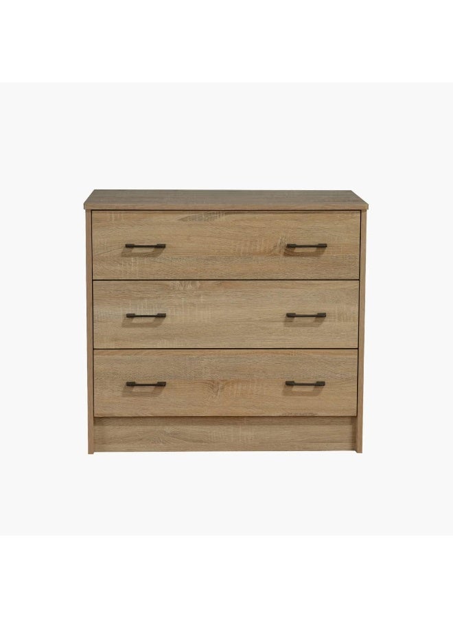 Home Box Oasis 3-Drawer Dresser Without Mirror 40 X 73.7 X 80 Cm Brown - Image 2