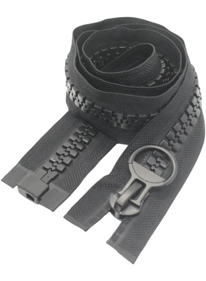 122 سم #20 سحابات بلاستيكية عملاقة منفصلة لخياطة الخيام والمعاطف والمعاطف والسترات وغطاء القارب من القماش شديد التحمل وسحابات فيسلون ضخمة من الراتنج (48 بوصة أسود)