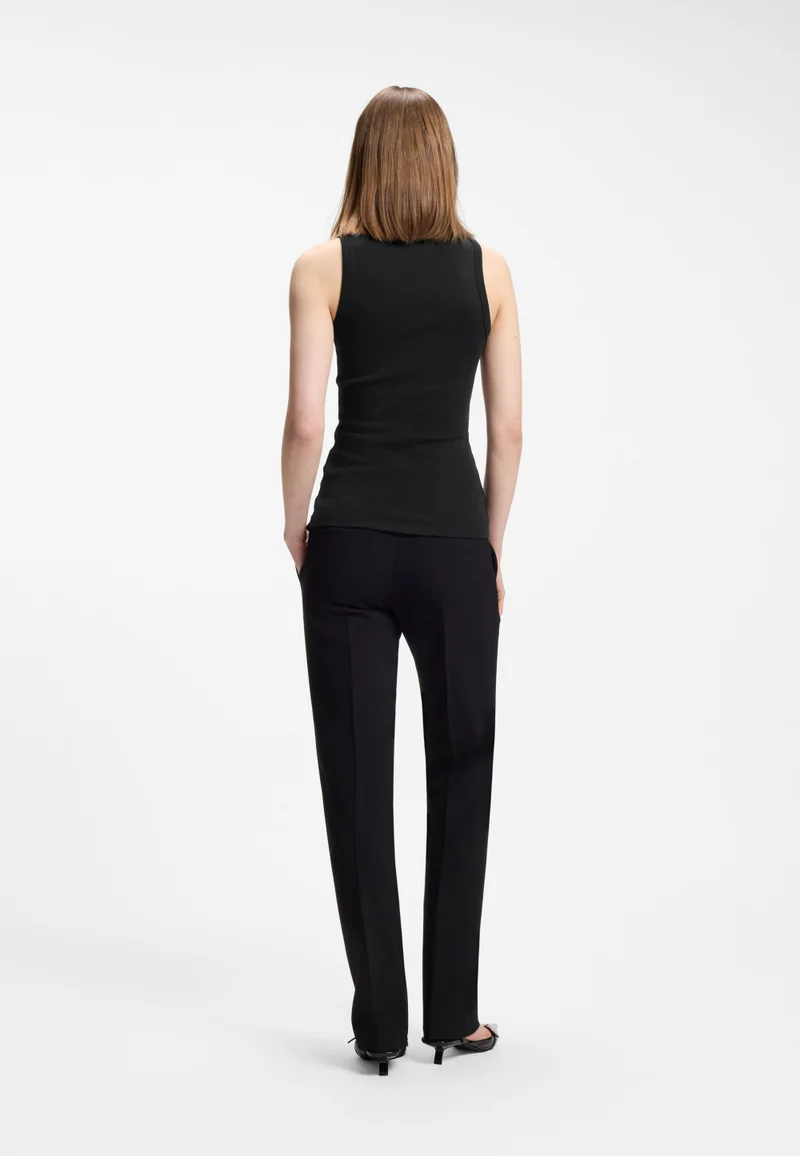 HUGO Cotton-blend tank top with stacked-logo embroidery