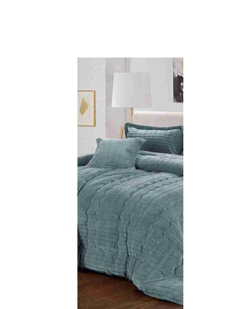 شي ديو ديو مفرش نفرين شتوي منقوش من المخمل الناعم والفرو الفخم لمنحك الدفئ ويضيف الجمال والاناقة الى غرفتك مقاس220*240سم - Image 3