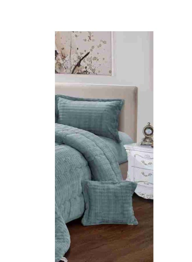 شي ديو ديو مفرش نفرين شتوي منقوش من المخمل الناعم والفرو الفخم لمنحك الدفئ ويضيف الجمال والاناقة الى غرفتك مقاس220*240سم - Image 4