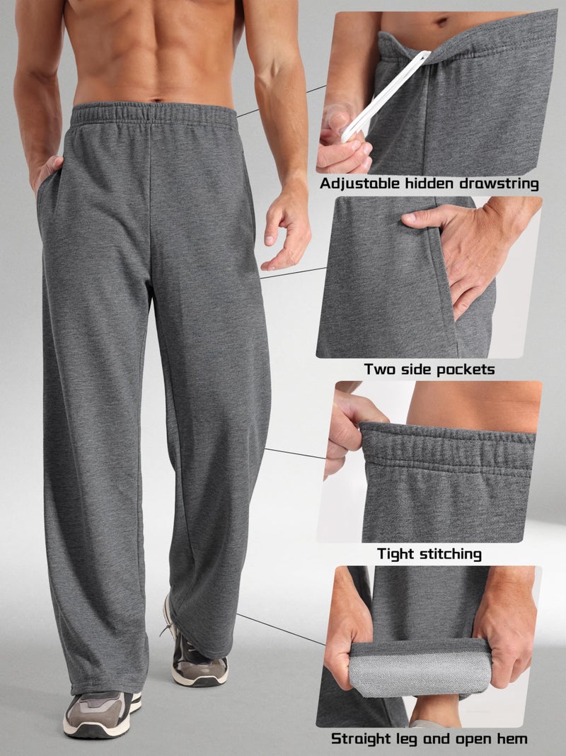 Aocku 4 Pack Mens Sweatpants Athletic Joggers Mens Workout Open Bottom Lightweight Sweat Pants with Pockets Color B, L - Image 4
