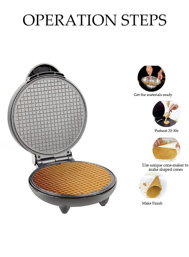 DUNISO Ice Cream Cone Maker，Breakfast Egg Roll Machine，Waffle Cone Maker，Non Stick, Easy to Clean，Suitable for Making Ice Cream Rolls, Pancakes, Spring Rolls, Waffles  - Image 3