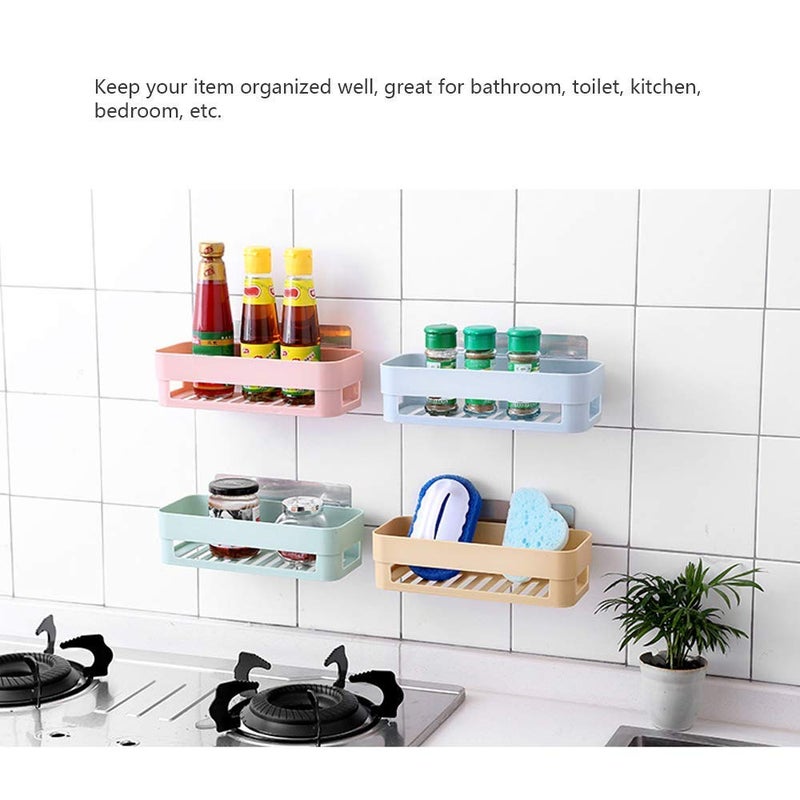 ViberDeal Multipurpose Plastic Bathroom Kitchen Organize Shelf Rack Shower Corner Caddy Basket with Strong Adhesive Magic Sticker Multicolor Bathroom Wall Holder Storage Rack Corner Shelf -2 Pcs - Image 3