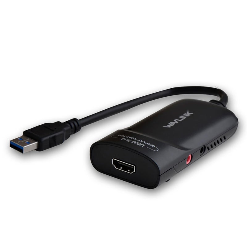 WAVLINK محول WAVLINK USB 3.0 إلى HDMI لشاشات متعددة، 2K (2048x1152)، حتى 6 شاشات، معتمد من DisplayLink، محول بطاقة الرسوميات الخارجية مع منفذ صوت لنظام Windows وMac OS وChrome OS - Image 1