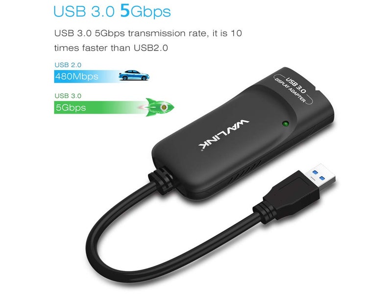 WAVLINK محول WAVLINK USB 3.0 إلى HDMI لشاشات متعددة، 2K (2048x1152)، حتى 6 شاشات، معتمد من DisplayLink، محول بطاقة الرسوميات الخارجية مع منفذ صوت لنظام Windows وMac OS وChrome OS - Image 5