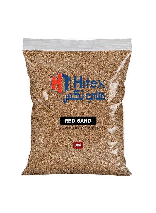 هيتكس رمل أحمر طبيعي متعدد الاستخدامات، للحرف اليدوية، والبناء، والديكور، وحشو المزهريات، والعلاج، والمشاريع المنزلية، والأرضيات، ومزيج التربة للنباتات العضوية، والديكور الداخلي والخارجي | 3 كجم - Image 1