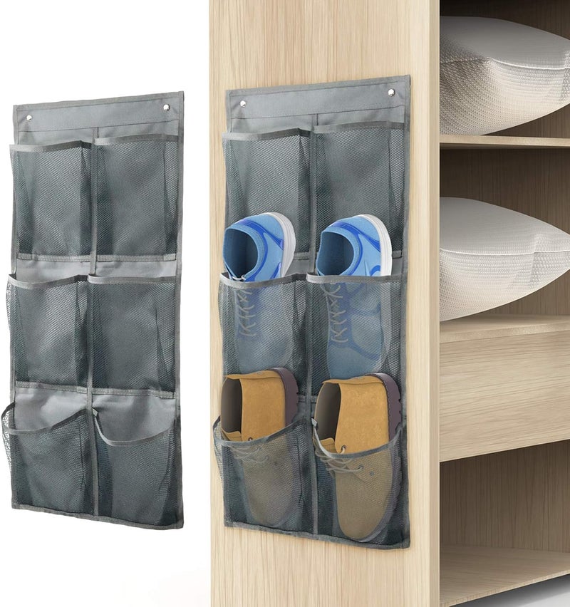 Yocice Wall Mounted Shoes Rack 2Pack/Can Store 6Pairs of Sneakers,with Sticky Hanging Mounts, Shoes Holder Storage Organizer Shelf,Door Shoe Hangers (SM06-Gray-2) - Image 1