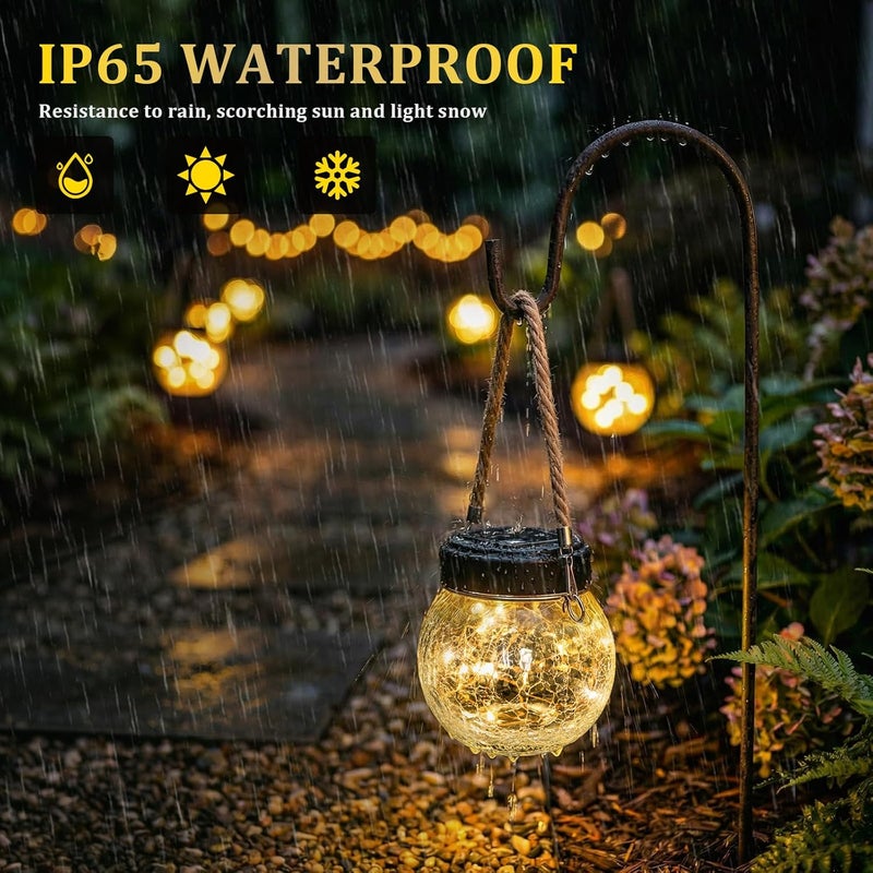 ROSHWEY 4 Pack M Size Solar Lantern Gifts for Women - Outdoor Solar Lanterns Waterproof with 15 LED Hanging Garden Patio Backyard Decor Lights for Halloween Christmas Easter Gift - Image 5