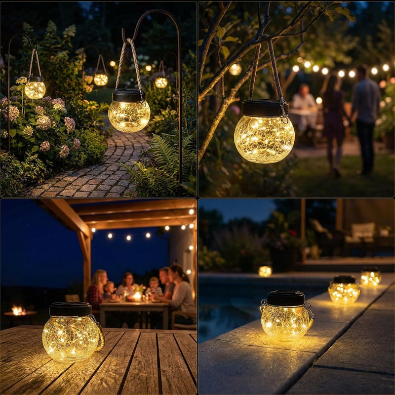 ROSHWEY 4 Pack M Size Solar Lantern Gifts for Women - Outdoor Solar Lanterns Waterproof with 15 LED Hanging Garden Patio Backyard Decor Lights for Halloween Christmas Easter Gift - Image 3