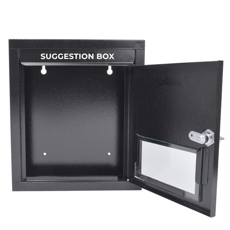 PLANET صندوق رسائل متعدد الاستخدامات / صندوق اقتراحات / صندوق شكاوى مثبت على الحائط / صندوق تبرعات / صندوق بريد للطاولة / صندوق رسائل للاستخدام المنزلي والمكتبي مع قفل ومفاتيح - (أسود) - Image 4