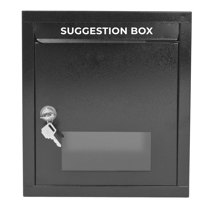 PLANET صندوق رسائل متعدد الاستخدامات / صندوق اقتراحات / صندوق شكاوى مثبت على الحائط / صندوق تبرعات / صندوق بريد للطاولة / صندوق رسائل للاستخدام المنزلي والمكتبي مع قفل ومفاتيح - (أسود) - Image 5
