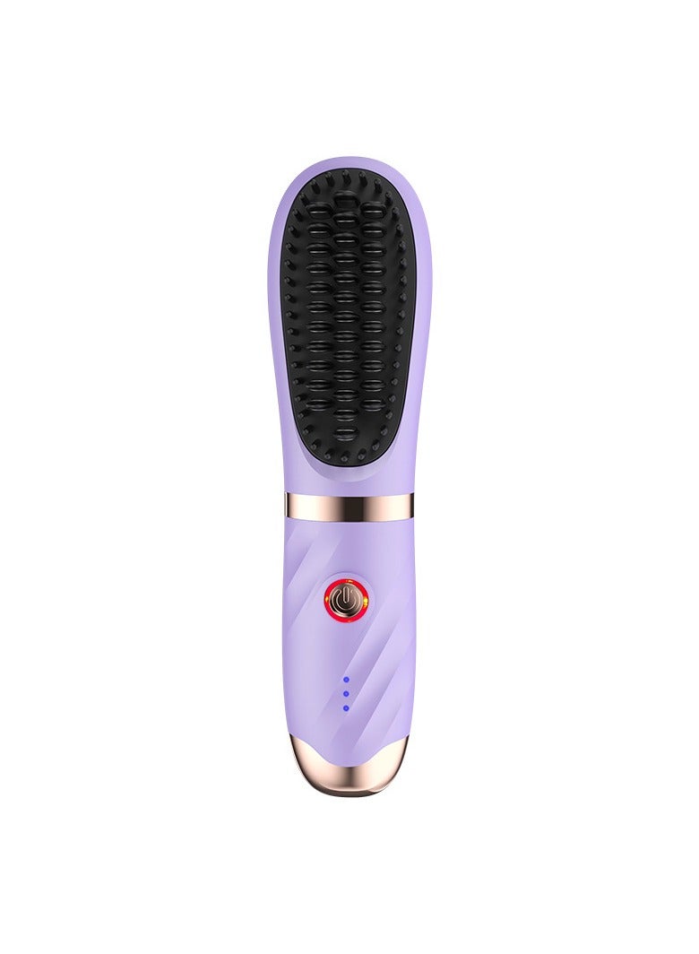 2-in-1 Hair Straightening Iron Portable Cordless Curling Iron USB Rechargeable Travel Shrinkage Correction 3 Temperature Electric Straightening Comb Heated Hair Brush Doesn't Hurt Hair - Image 1
