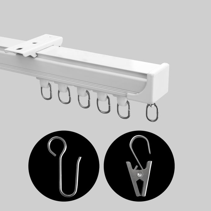 Ceiling Mount Curtains Track Room Divider Privacy Partition Separator Curtain Tracks Rods Heavy Duty RV Shower Outdoor Rail Clip Hook Set White 315ft