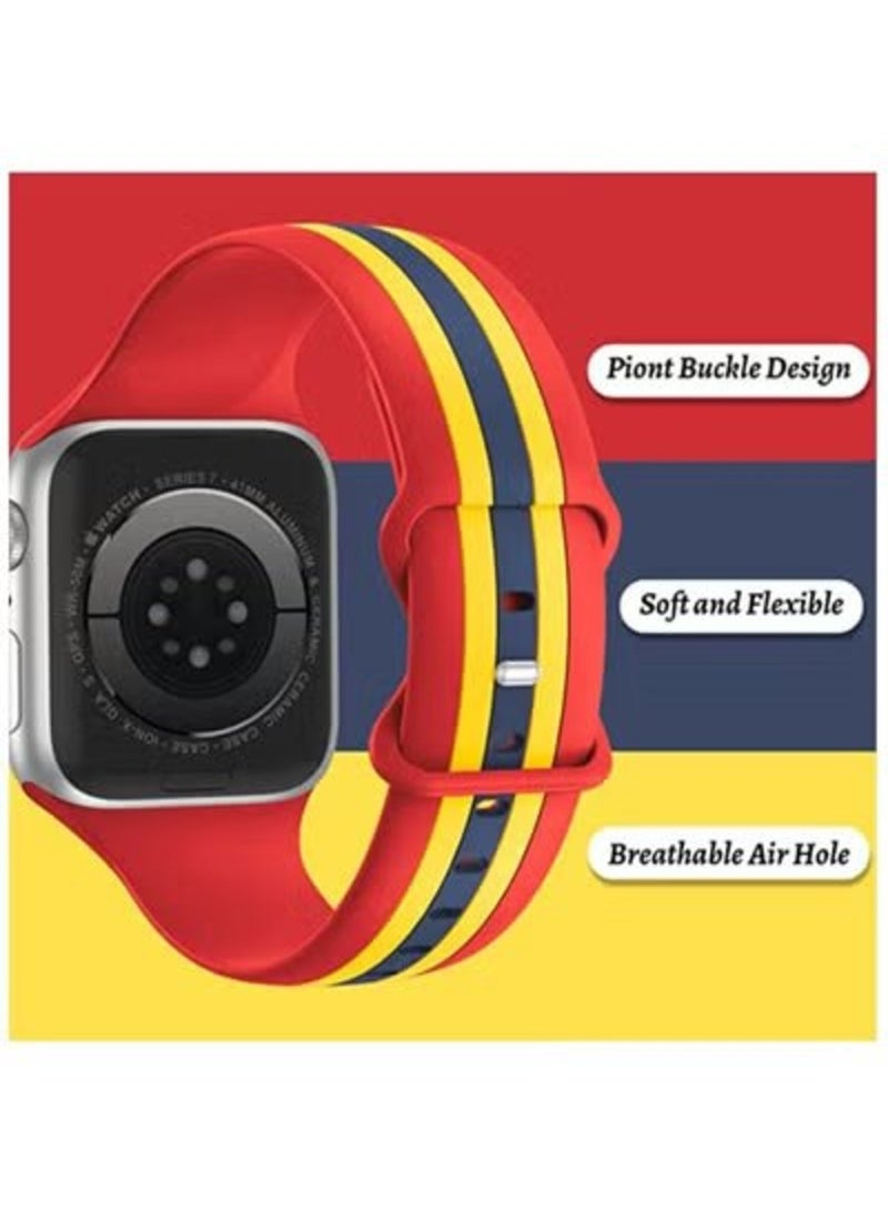 (Pack of 2) Sport Silicon Watch Band Strap for Apple Watch Ultra 1/2 49mm 45mm 44mm 42mm Triple Colours Compatible with iWatch Series 9 8 7 6 5 4 3 2 1  - Image 2