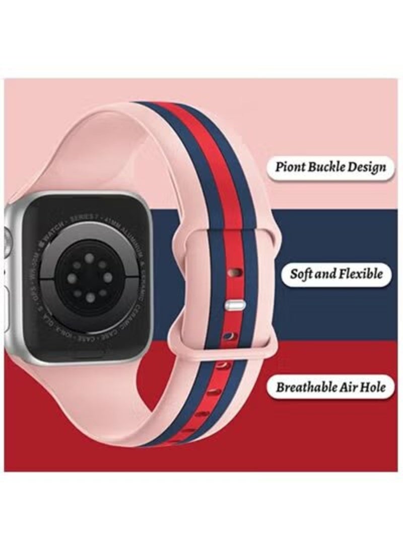 (Pack of 2) Sport Silicon Watch Band Strap for Apple Watch Ultra 1/2 49mm 45mm 44mm 42mm Triple Colours Compatible with iWatch Series 9 8 7 6 5 4 3 2 1  - Image 3