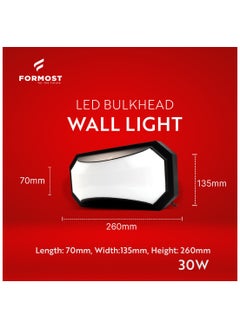 FORMOST FORMOST LED Bulkhead Light 30W | IP66 Waterproof | Energy Saving | Home Wall Gate Lamp for Outdoor and Indoor Use | Porch Light | Office Balcony Decoration | Cool White (Pack of 1)  - Image 4