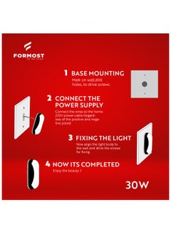 FORMOST FORMOST LED Bulkhead Light 30W | IP66 Waterproof | Energy Saving | Home Wall Gate Lamp for Outdoor and Indoor Use | Porch Light | Office Balcony Decoration | Cool White (Pack of 1)  - Image 5