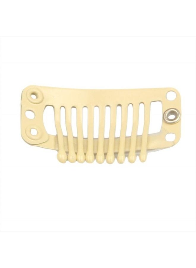 FeiHong - 20pcs 9-Teeth Stainless Snap Comb Wig Clips, Hair Extension Clips, Wig Accessories Clip, Diy Clips for Hairpieces Wigs hair extensions (Beige) - Image 1