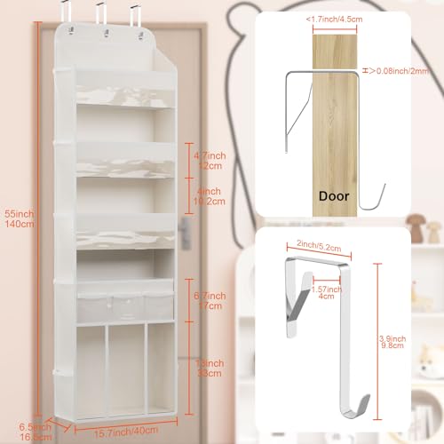 OneDream 5Tier Over the Door Organizer with Removable Storage Caddy Baby Clothes Organizer for Nursery Hanging Behind Door Storage with Clear Pockets and Side Mesh Compartments Beige - Image 3