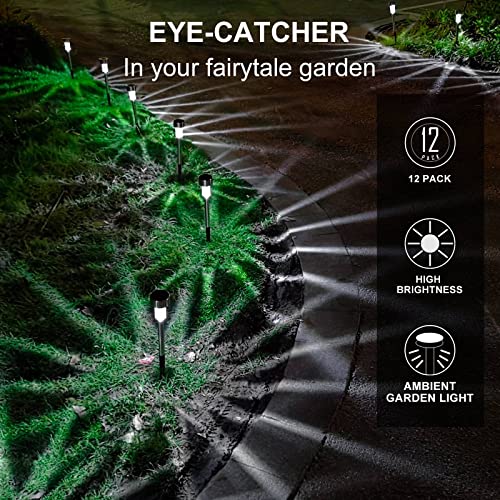 Dream Master Solar Lights Outdoor Waterproof, Stainless Steel LED Landscape Lighting, Solar Garden Lights, Outdoor Christmas Decorations for Yard, Pathway, Walkway, Patio, Lawn - 12 Pack (Cold White) - Image 4