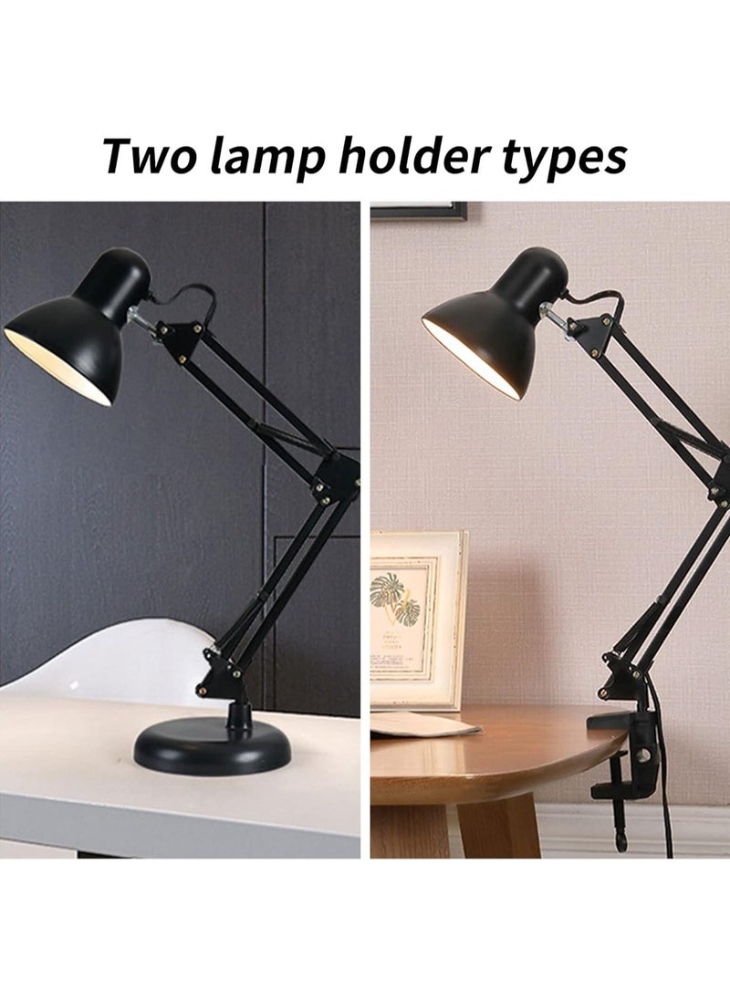 LOOPITYS Sparkling Wonderful Metal Swing Arm Desk Lamp, Multi Joint Adjustable Arm LED Table Lights with Interchangeable Base Or Clamp for Working, Gaming. Desk Lamp (Black body, 1 Bulbs),E27 base  - Image 5